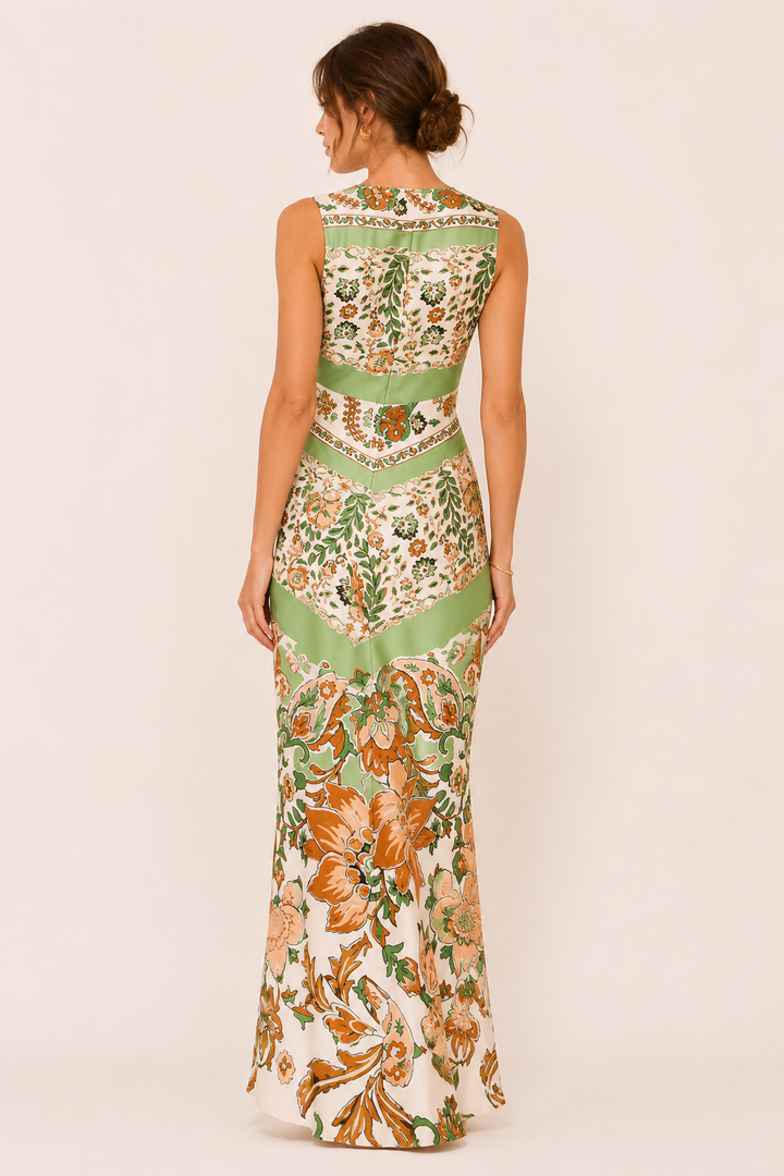 Robe imprimée pour femme, col en V, coupe ajustée  - Ottilie