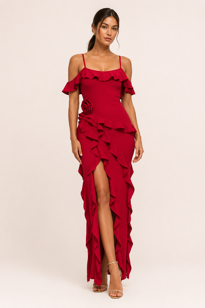 Robe élégante à volants pour invitée de mariage - Gisela