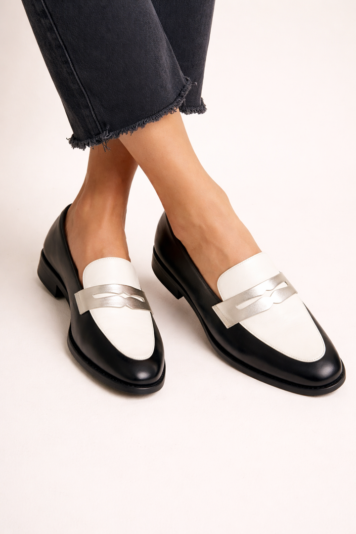Mocassins classiques pour femmes semelle plate bicolore - Abby