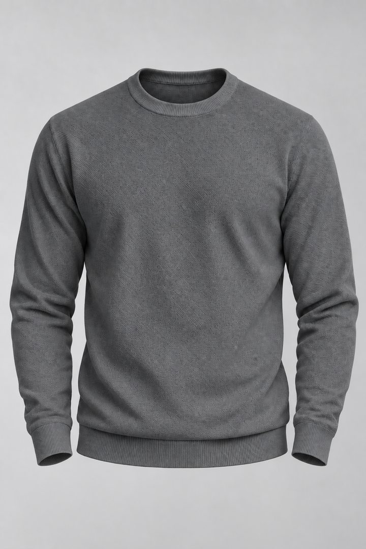 Pull homme à col rond, maille unie, manches longues - Nikolai