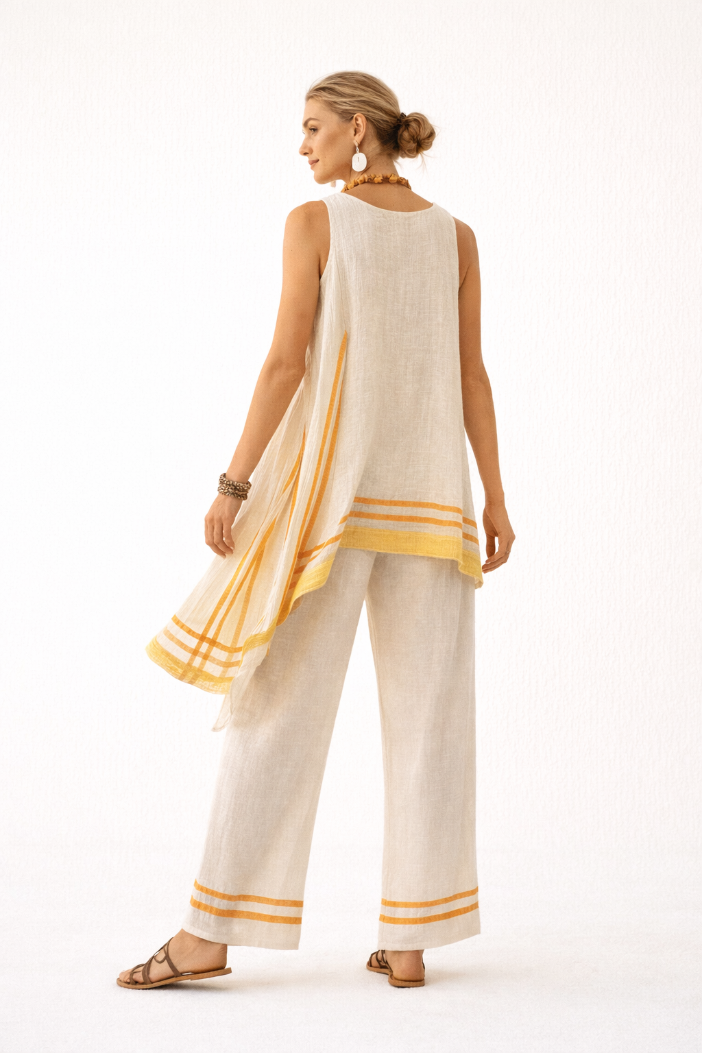 Ensemble blouse décontractée et pantalon large pour femme - Ylva
