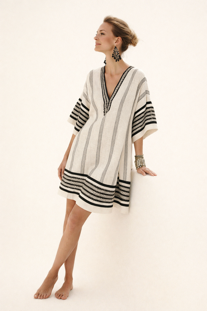 Robe midi ample imprimée style plage pour femmes - Karina
