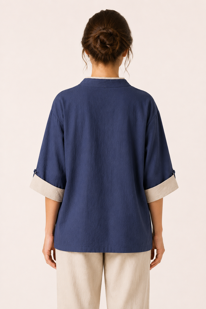 Chemisier croisé kimono pour femmes avec passepoils - Frida