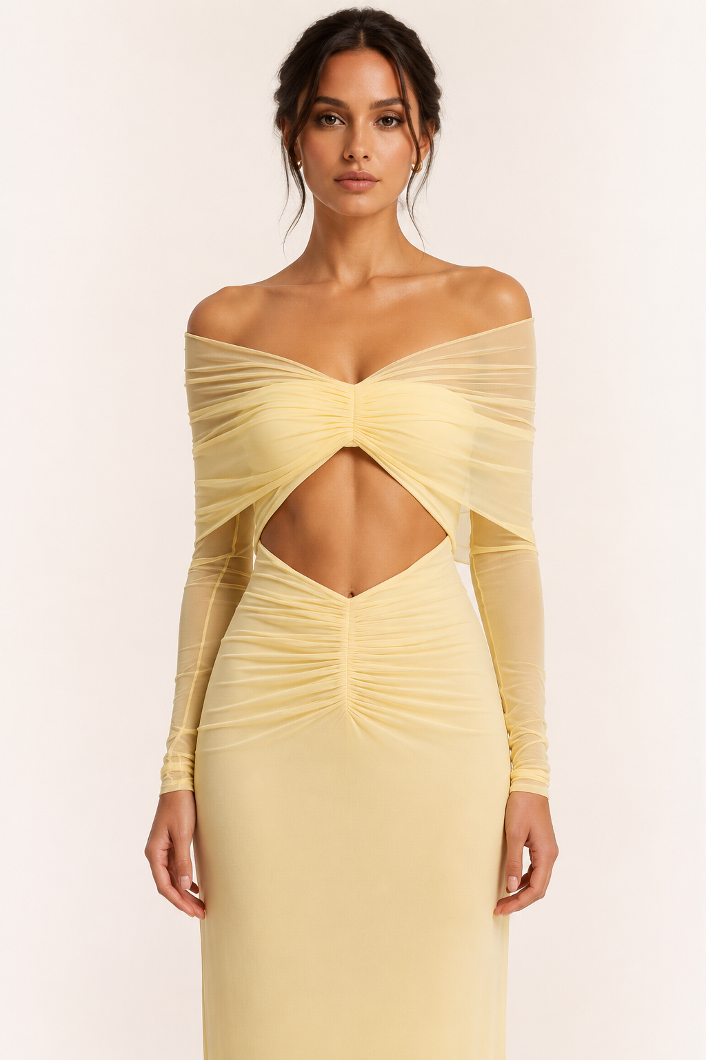 Robe longue femme invité mariage épaules nues taille fendue élégante - Helene