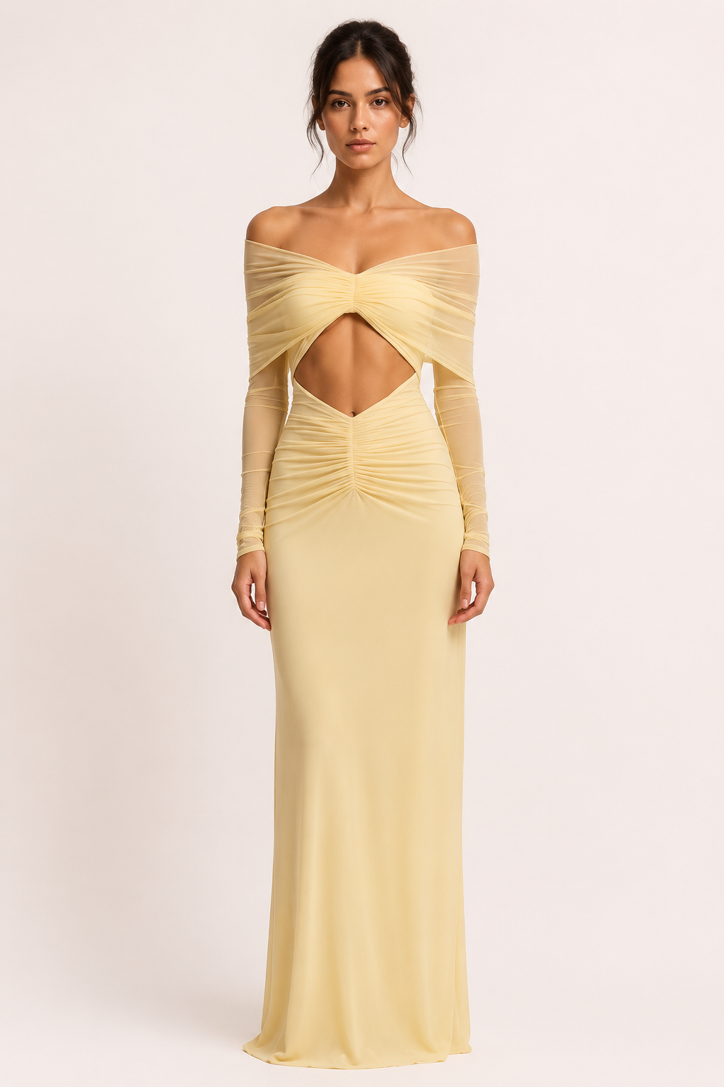 Robe longue femme invité mariage épaules nues taille fendue élégante - Helene