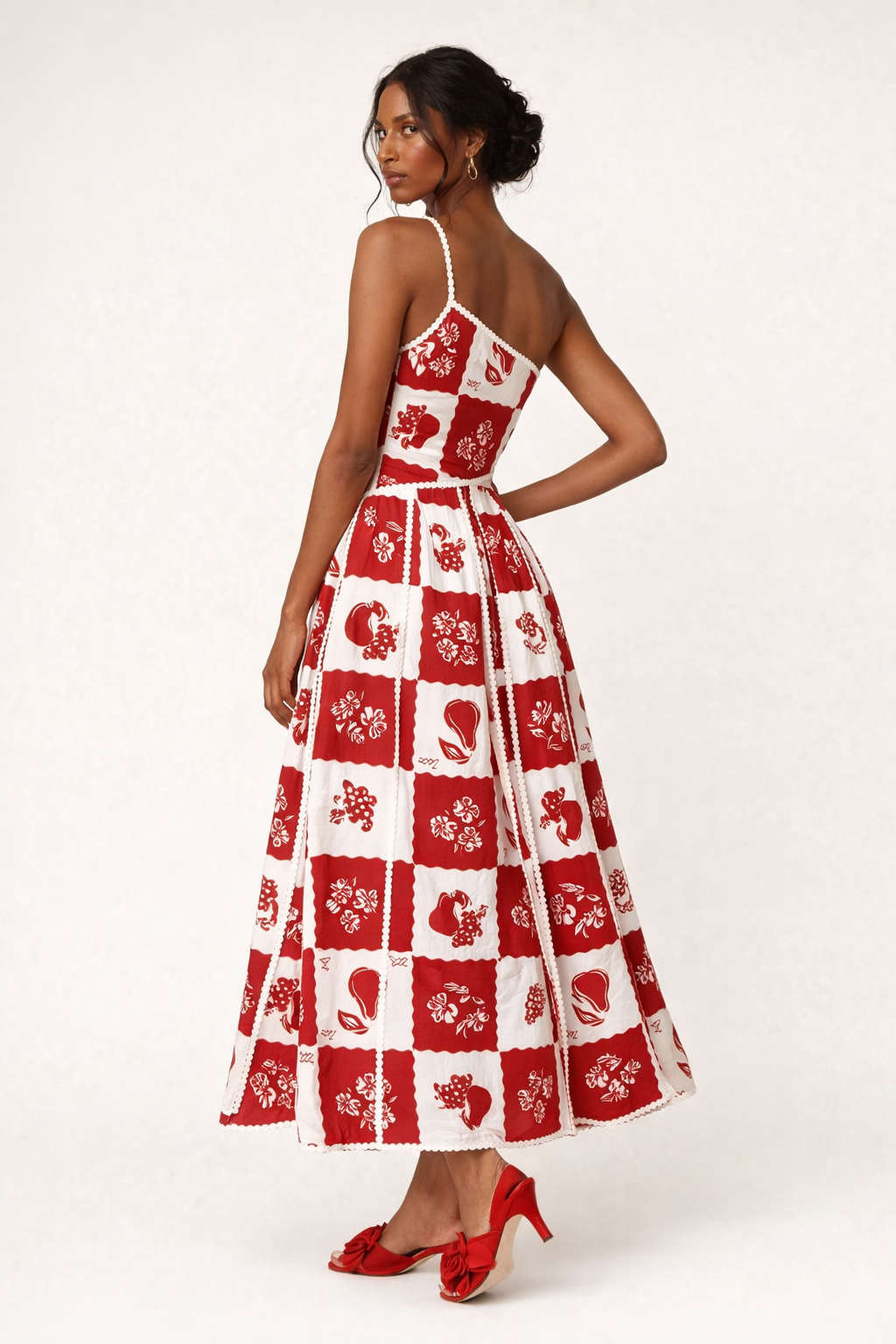 Robe longue asymétrique avec détails floraux pour femmes - Savine