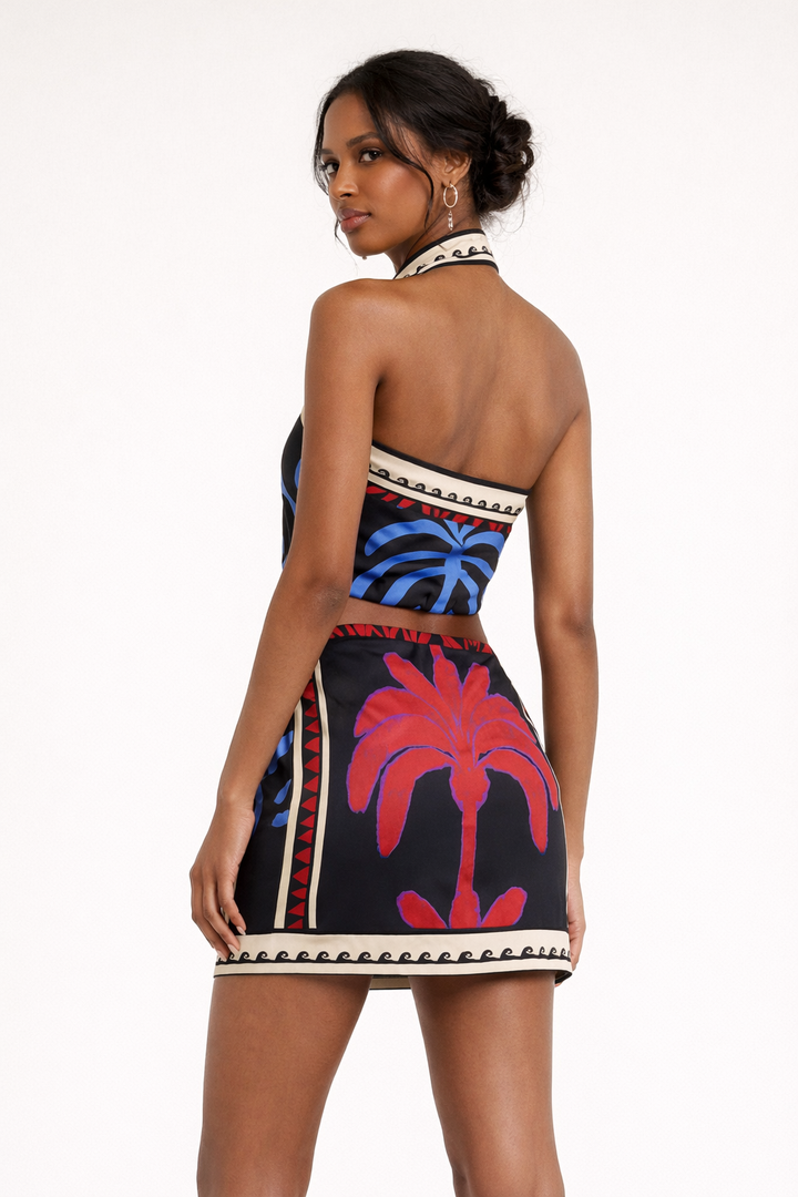 Mini robe dos nu à imprimé bohème pour femmes - Alba