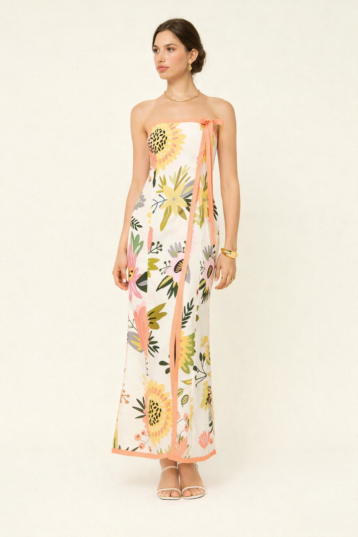 Robe longue imprimée avec fente latérale pour femmes - Camila