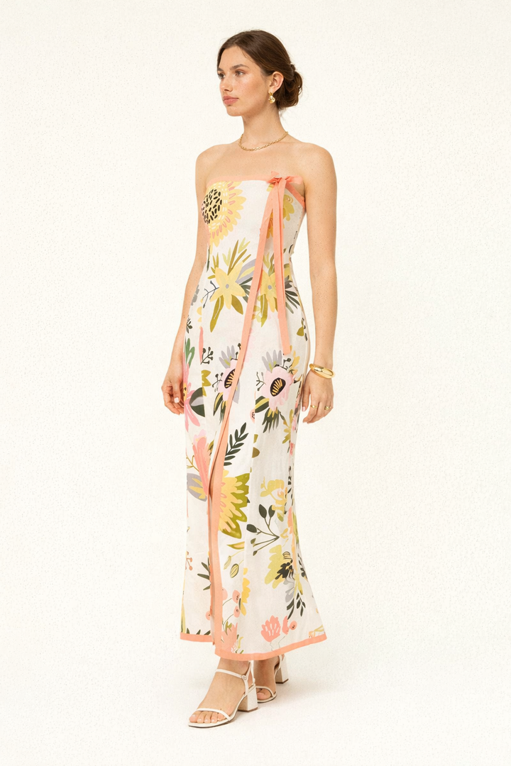 Robe longue imprimée avec fente latérale pour femmes - Camila