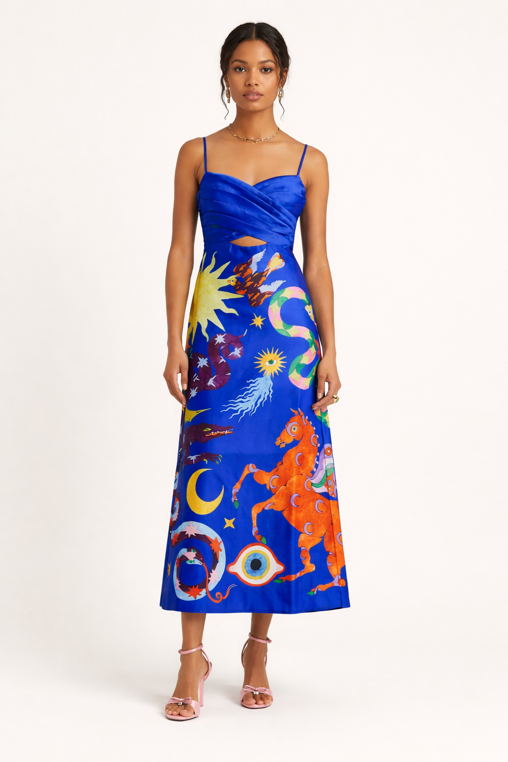Robe midi imprimée à dos ouvert pour femmes - Olivia