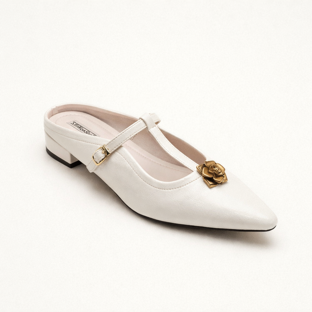 Chaussures mary jane pour femmes, élégantes, à bout pointu, avec détails dorés - Floriane
