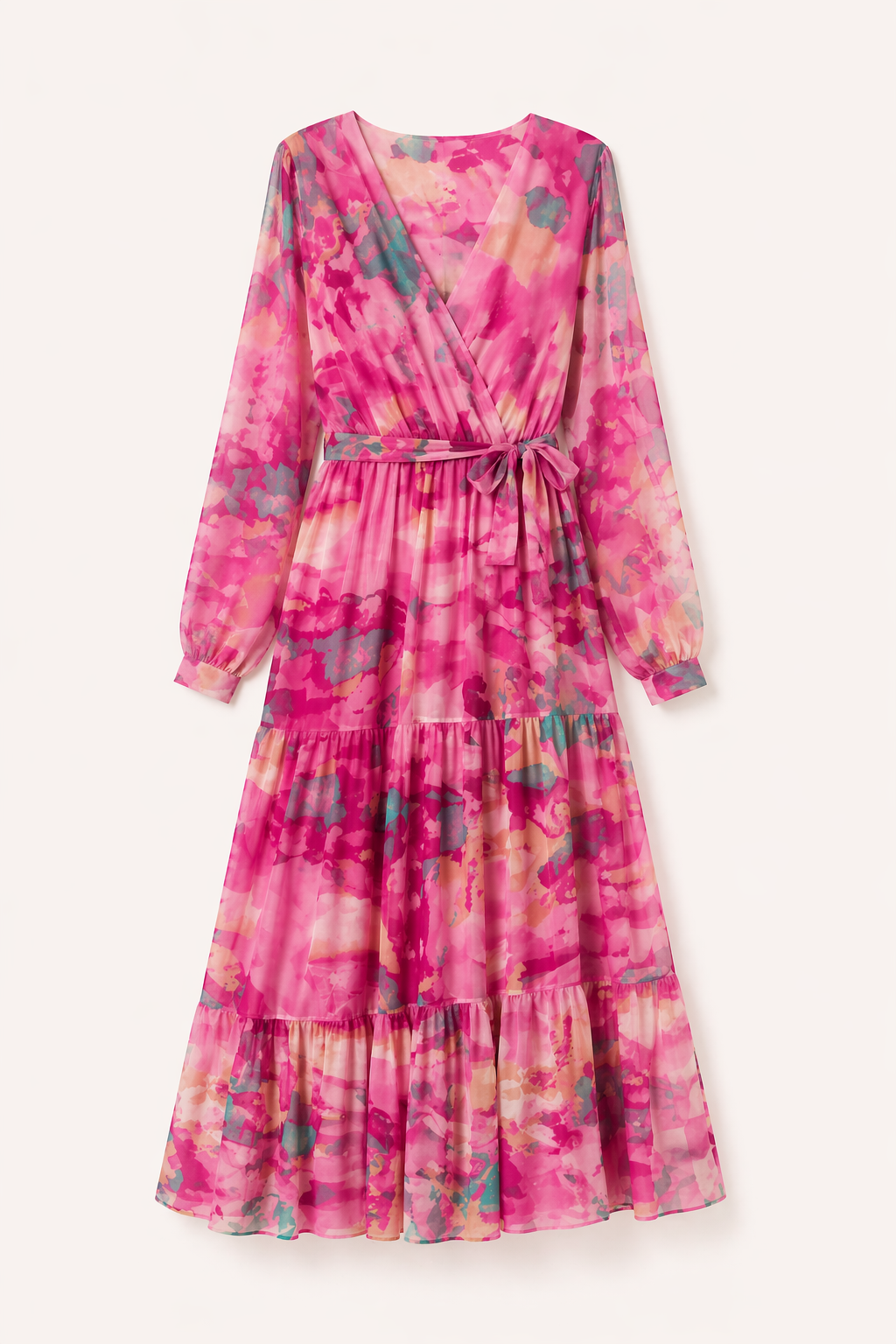 Robe midi florale à manches longues printemps femme - Paola