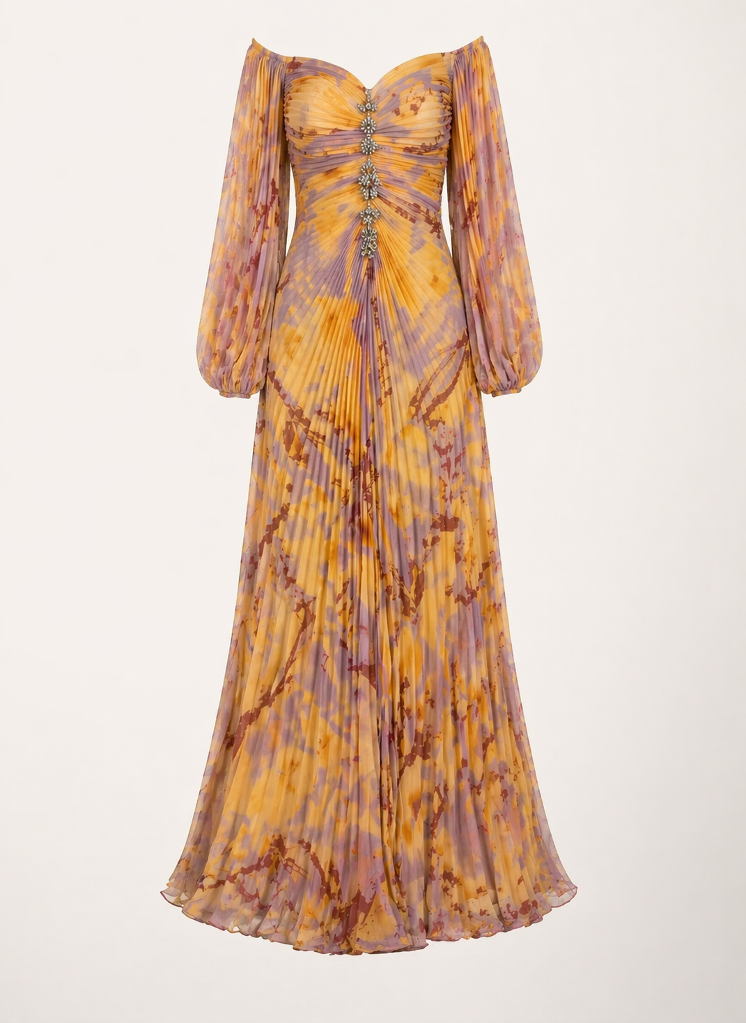 Longue robe élégante pour femme avec fente plissée - Lucia