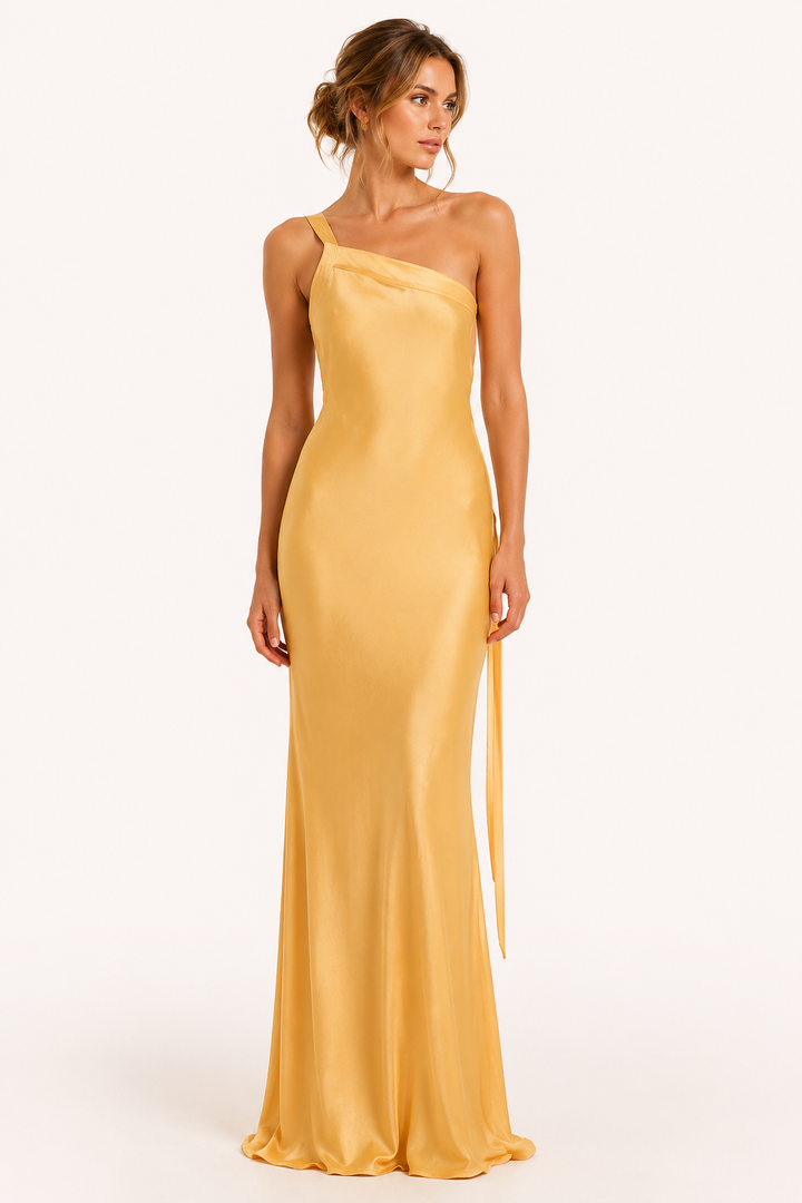 Robe longue asymétrique à une épaule - Annelie