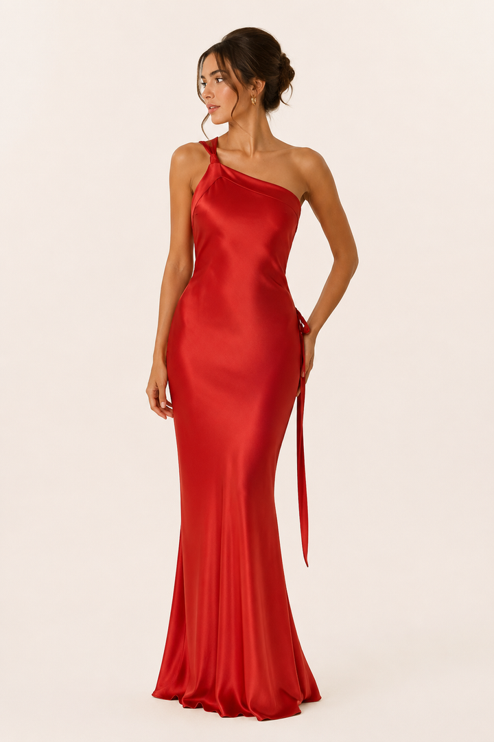 Robe longue asymétrique à une épaule - Annelie
