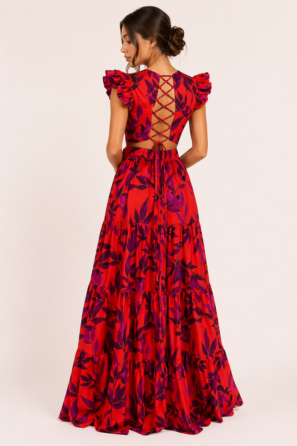 Robe longue florale à manches courtes femme d'été - Camila