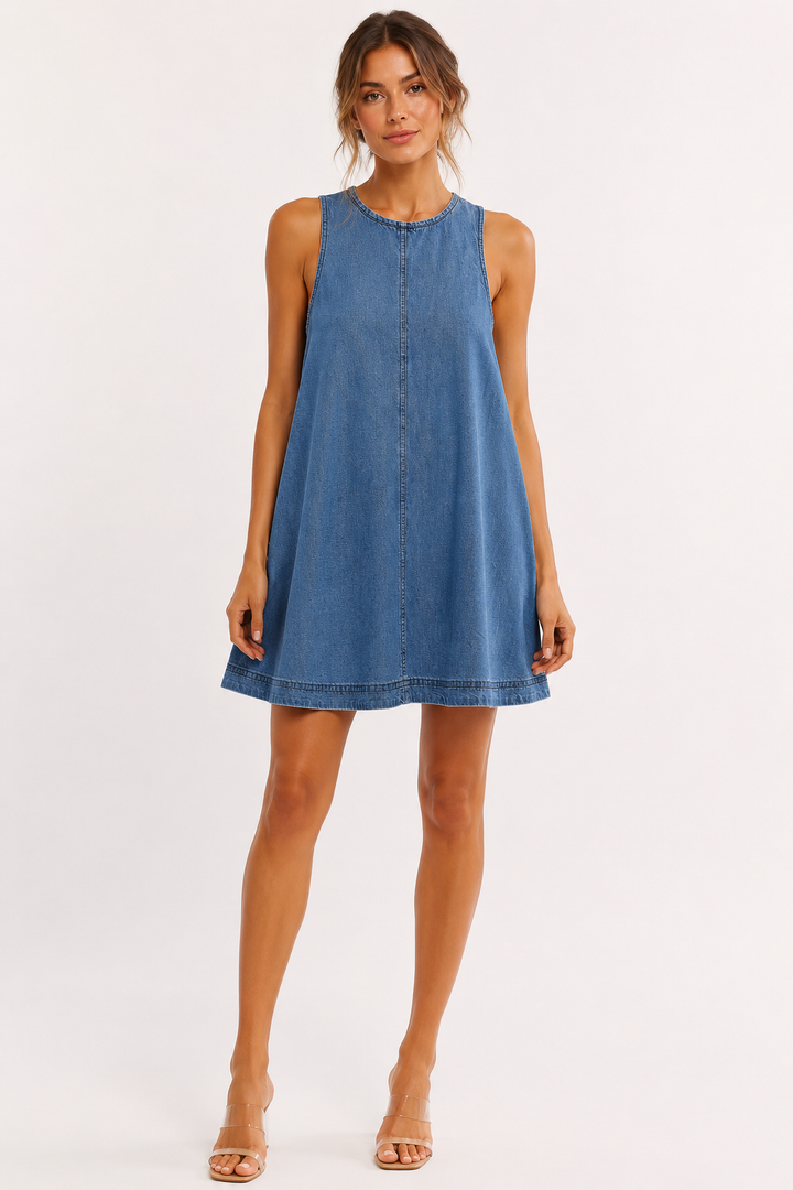 Robe décontractée sans manches en denim court - Elske