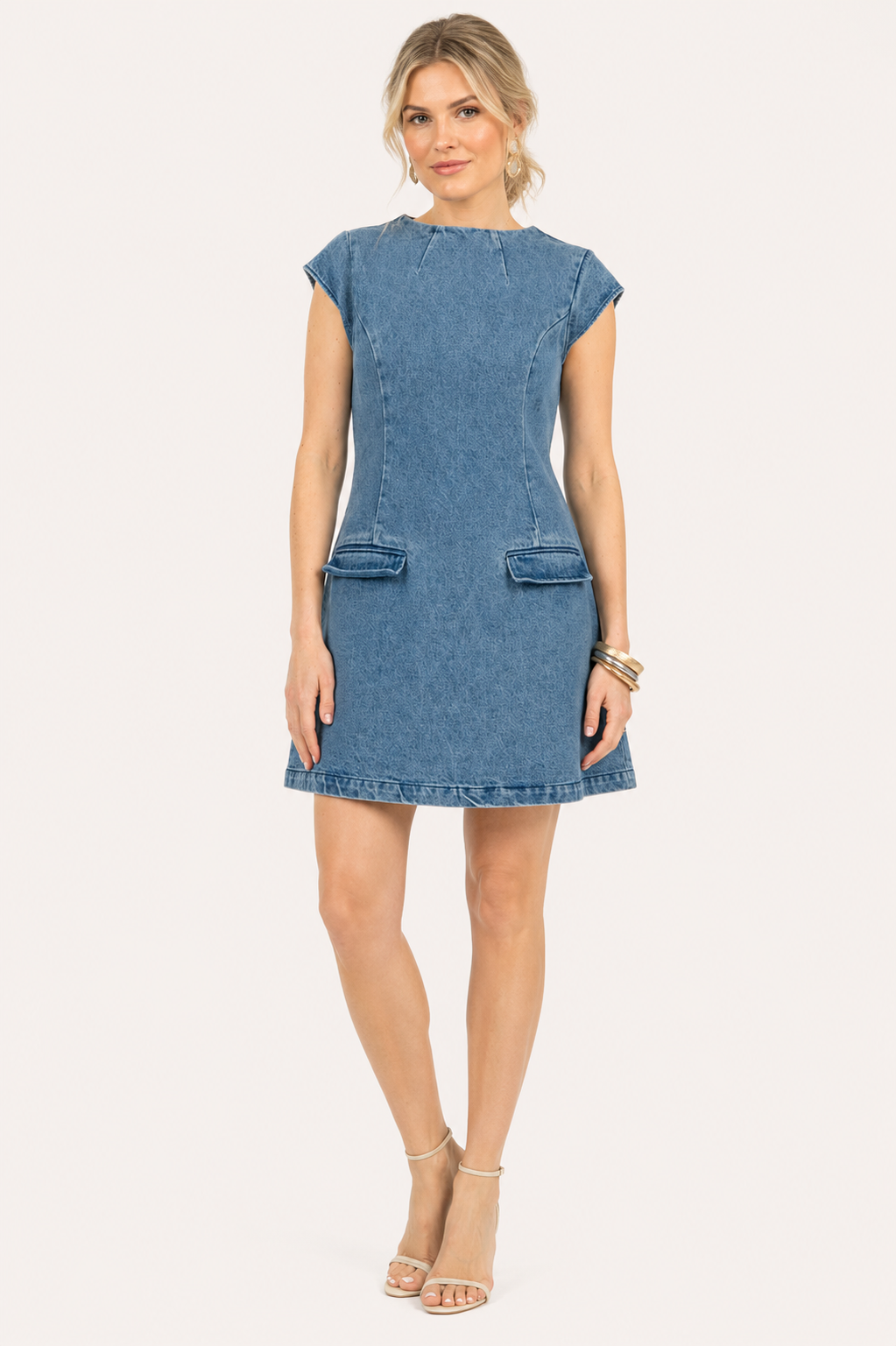 Robe courte en denim à manches courtes femme - Loreen