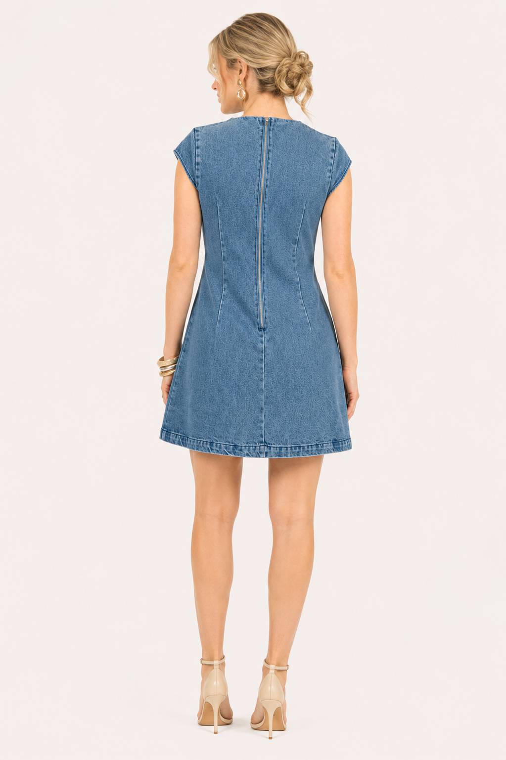 Robe courte en denim à manches courtes femme - Loreen