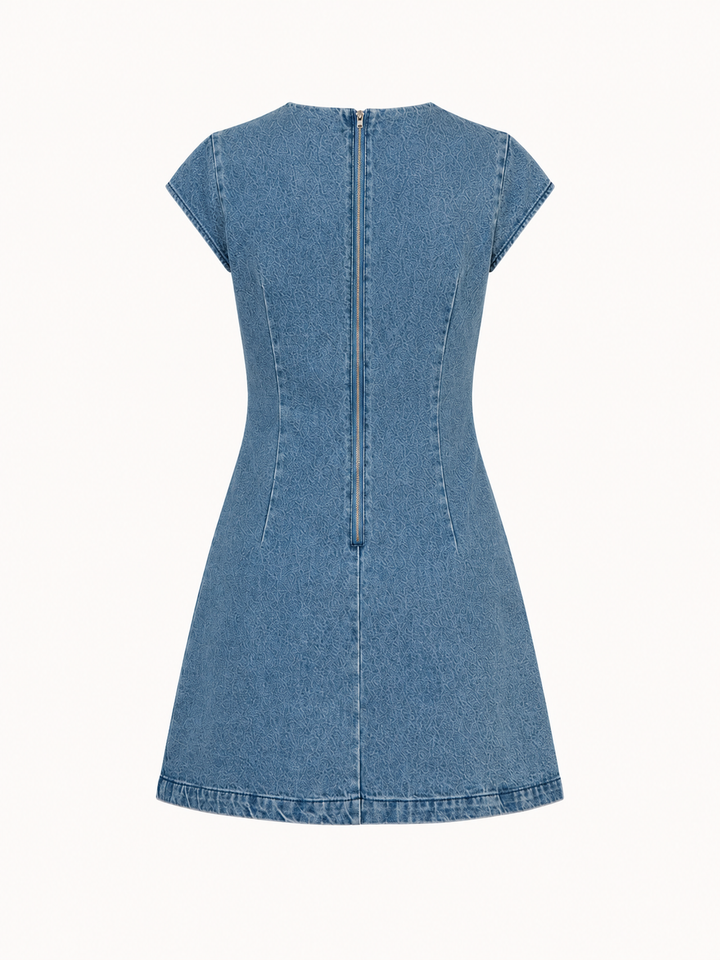 Robe courte en denim à manches courtes femme - Loreen