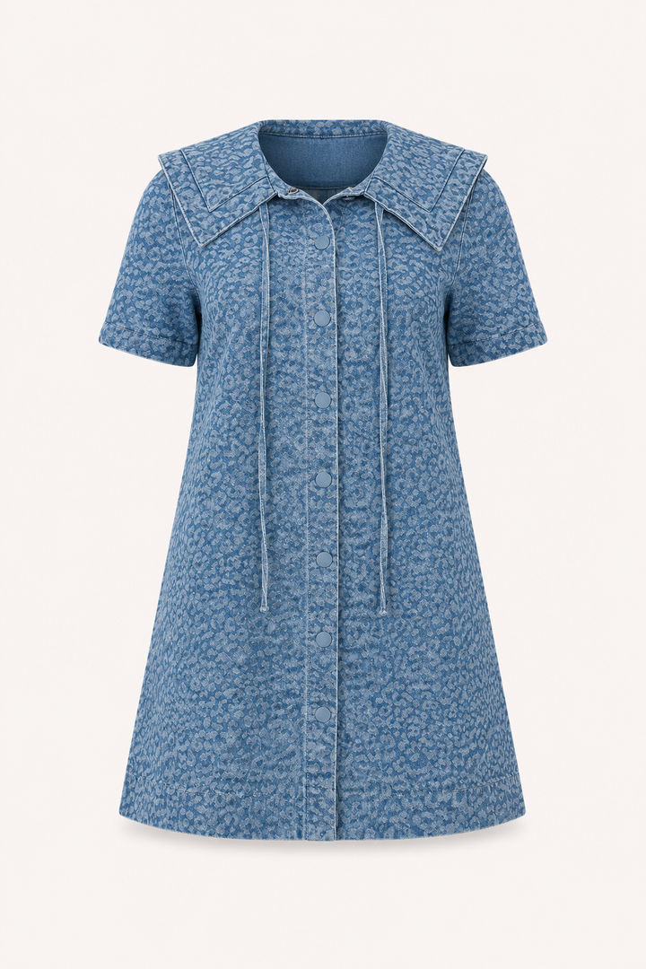 Robe courte en jean femme col marin - Paula