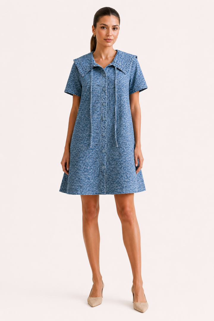 Robe courte en jean femme col marin - Paula