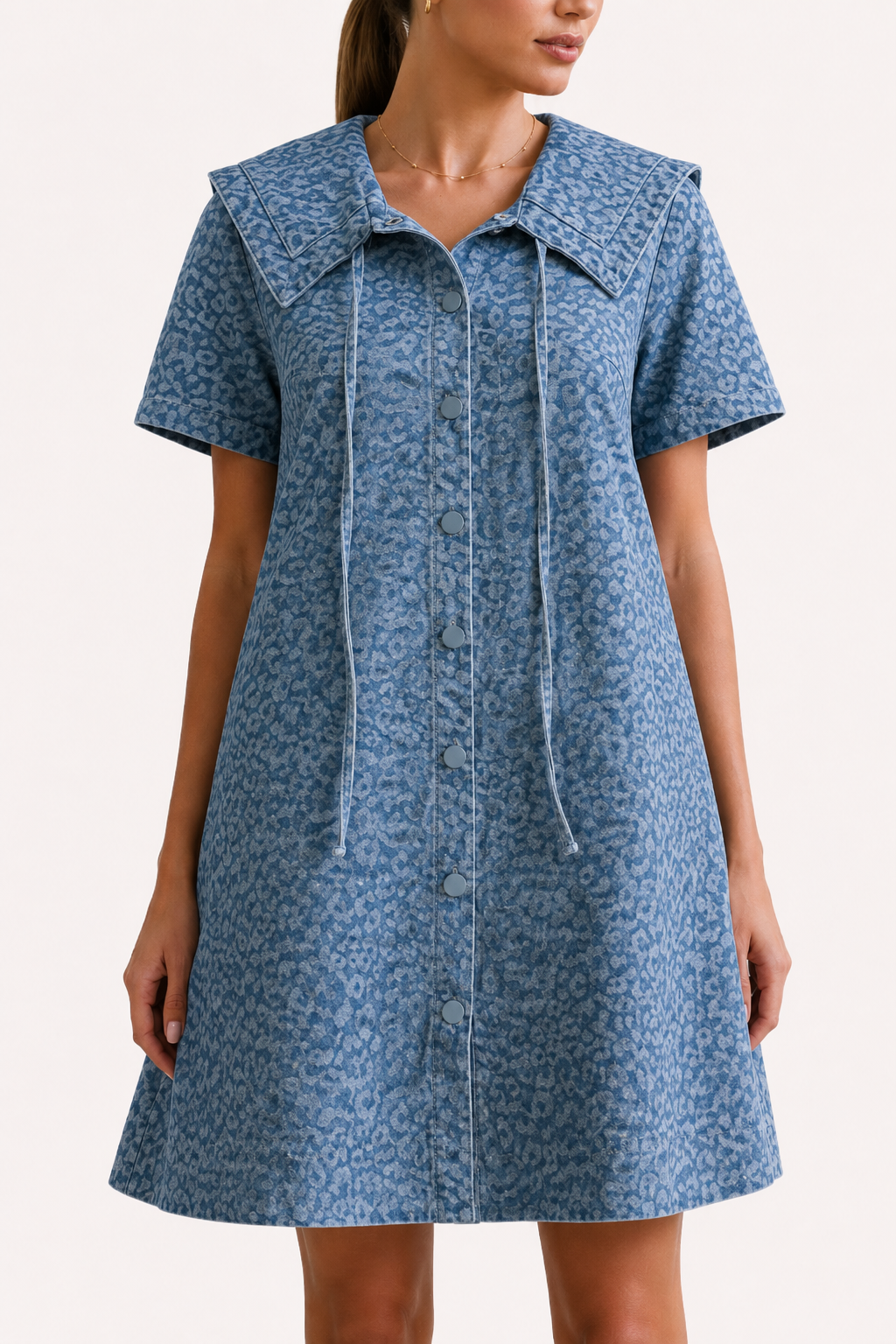 Robe courte en jean femme col marin - Paula