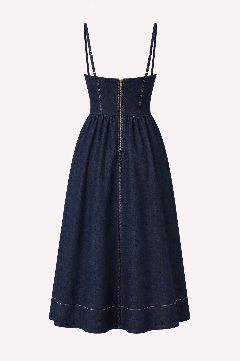 Robe midi en denim à encolure en cœur pour femme - Helene