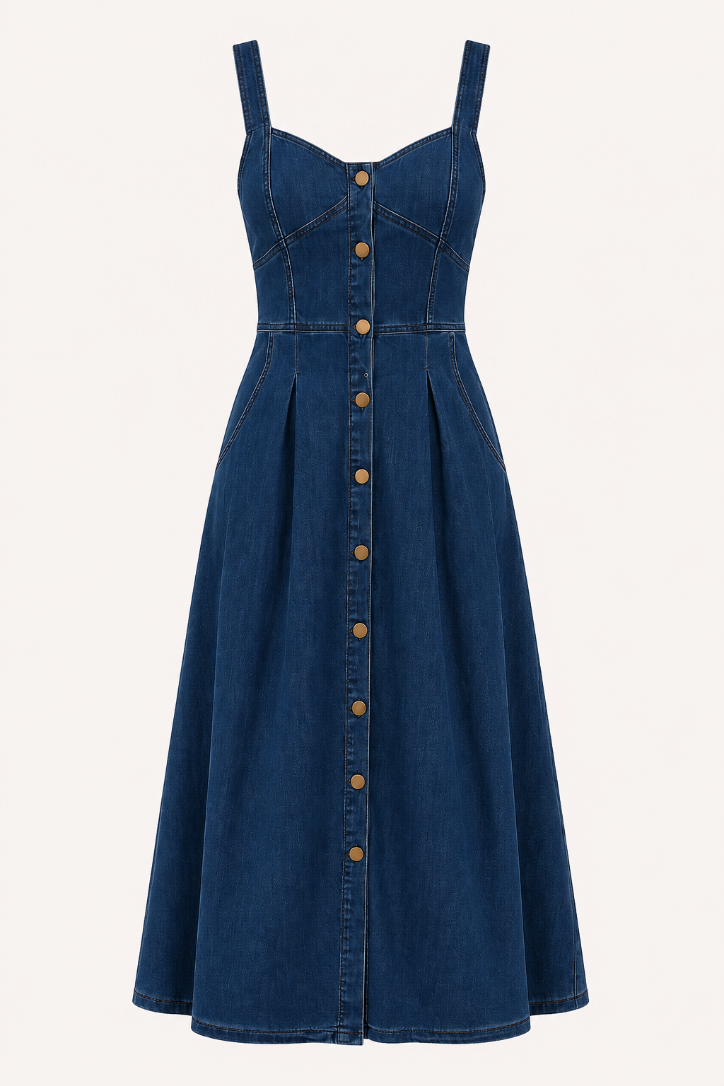 Robe midi en denim à larges bretelles pour femme - Brigitte