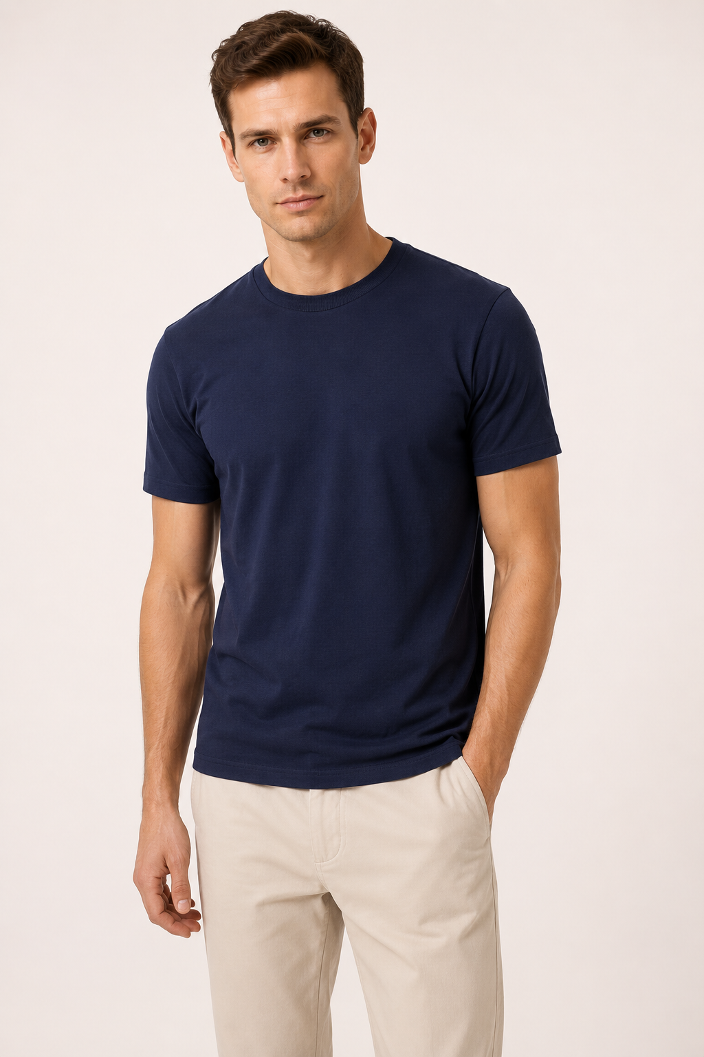 T-shirt homme à manches courtes, coupe ajustée et col rond - Lukas