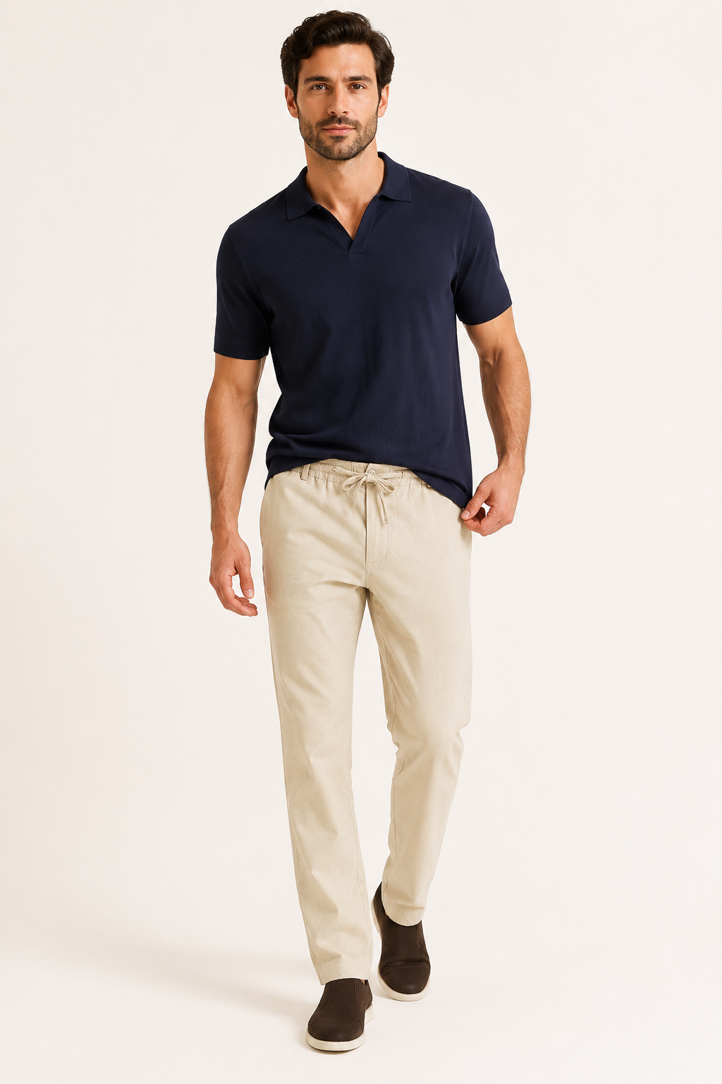 Pantalon décontracté pour homme à coupe droite et taille élastiquée - Kaspar