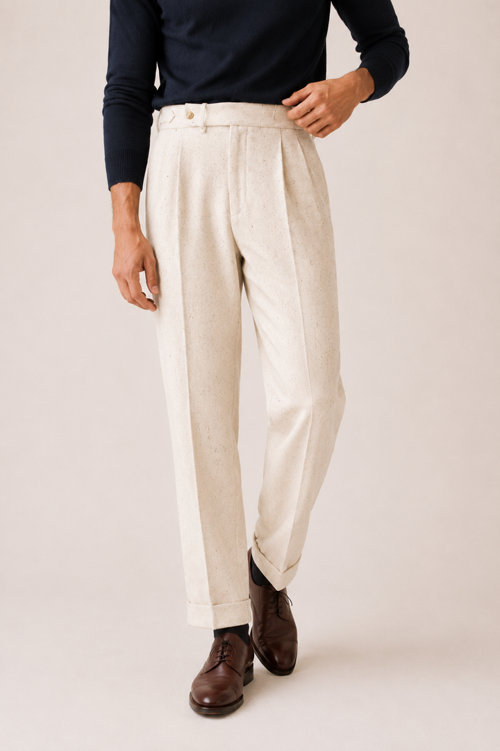 Pantalon de ville décontracté pour homme, coupe ample, jambes droites, avec deux pinces - Ewald