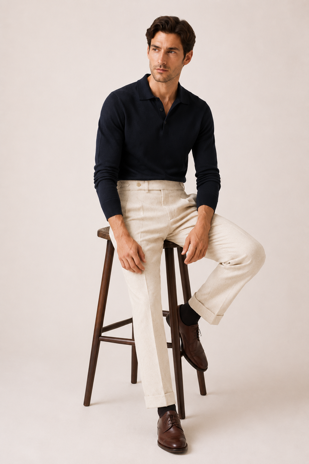 Pantalon de ville décontracté pour homme, coupe ample, jambes droites, avec deux pinces - Ewald