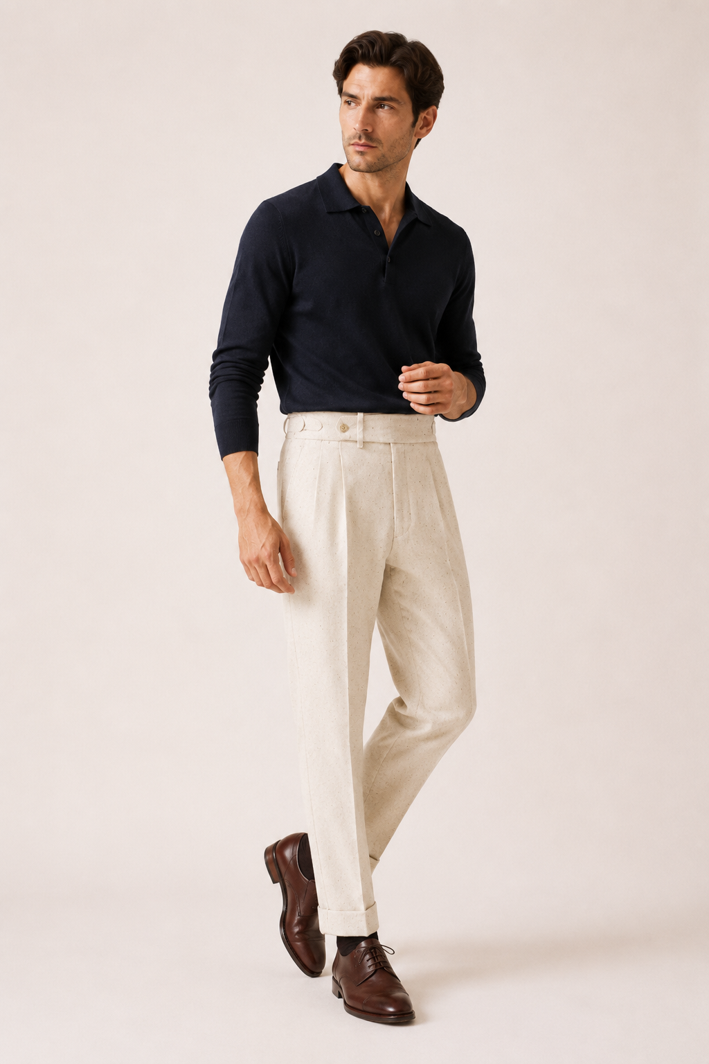 Pantalon de ville décontracté pour homme, coupe ample, jambes droites, avec deux pinces - Ewald