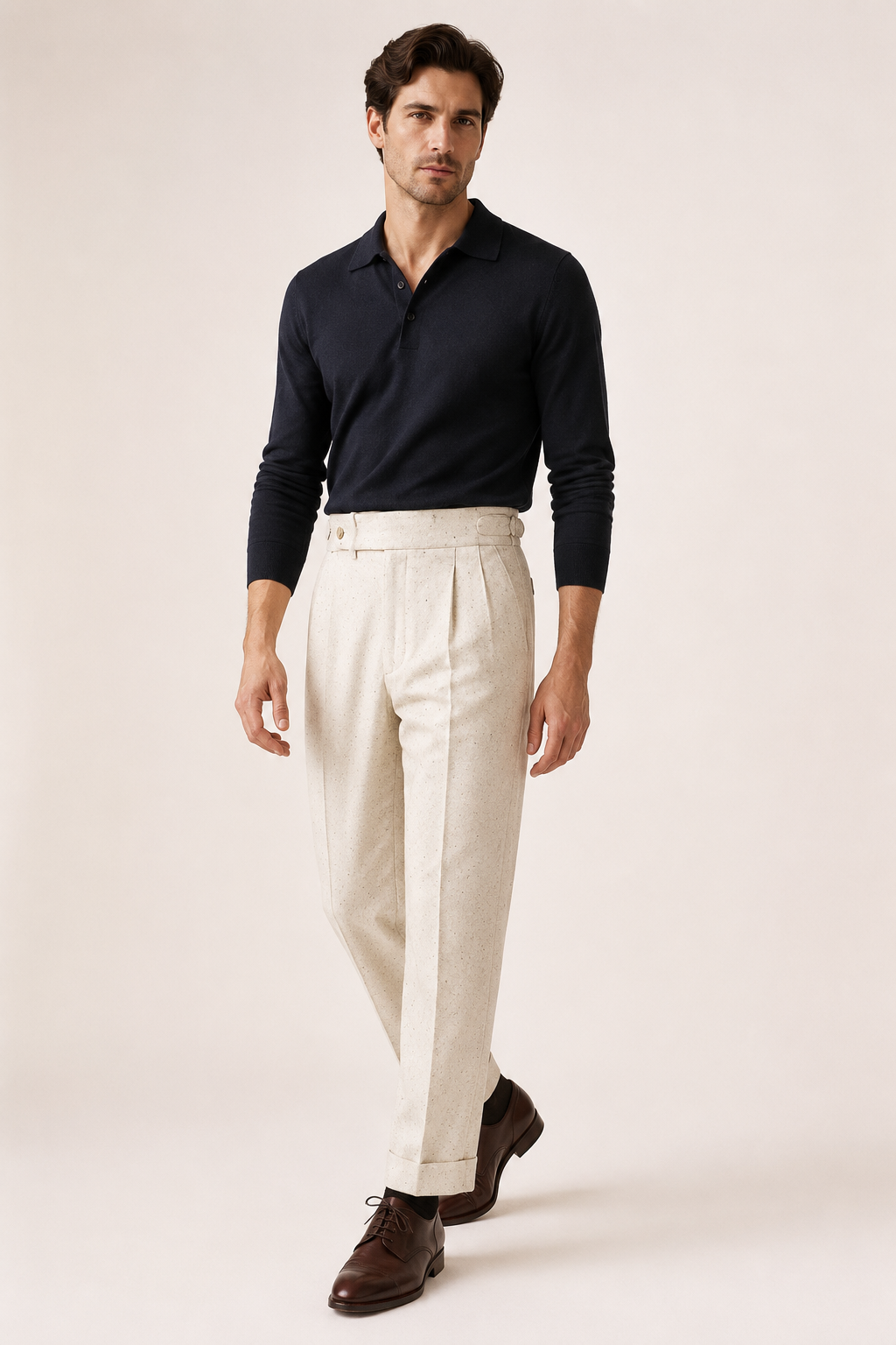 Pantalon de ville décontracté pour homme, coupe ample, jambes droites, avec deux pinces - Ewald