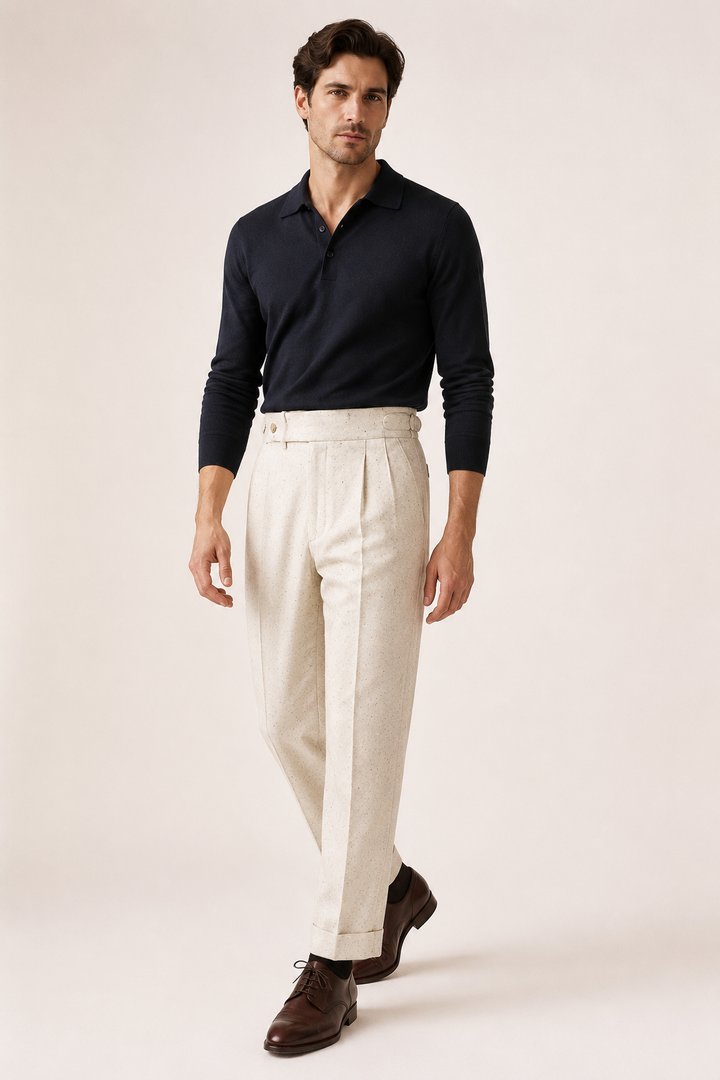Pantalon de ville décontracté pour homme, coupe ample, jambes droites, avec deux pinces - Ewald