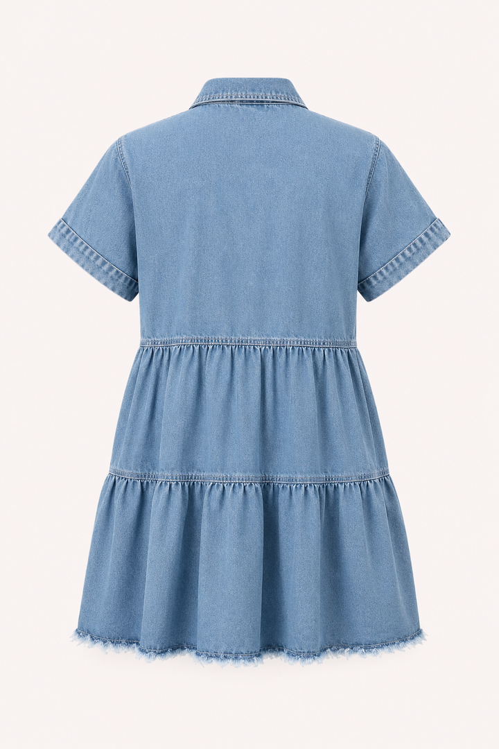 Robe à manches courtes en denim décontracté pour femmes - Heike