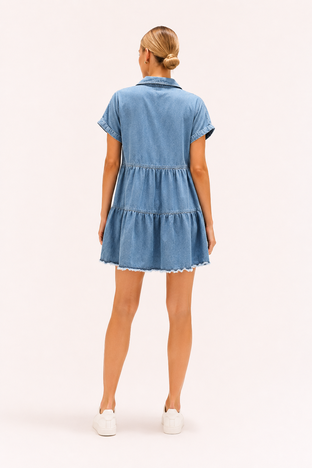 Robe à manches courtes en denim décontracté pour femmes - Heike