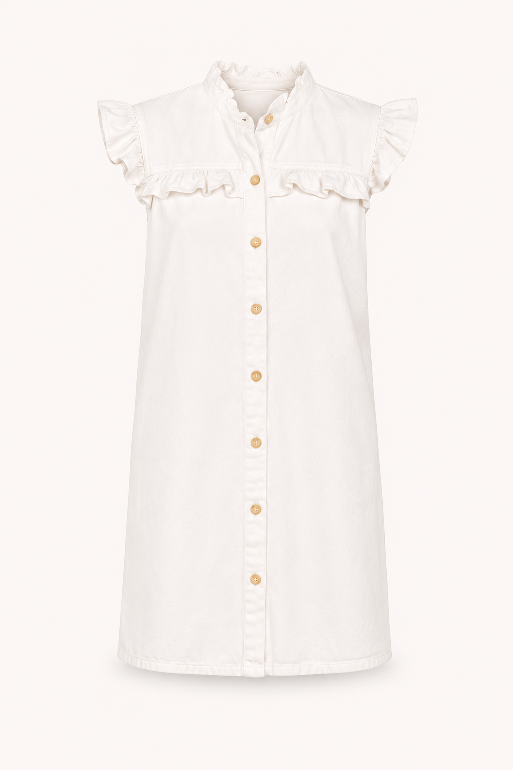 Robe courte en denim pour femme avec volants et boutons décontractés - Meike