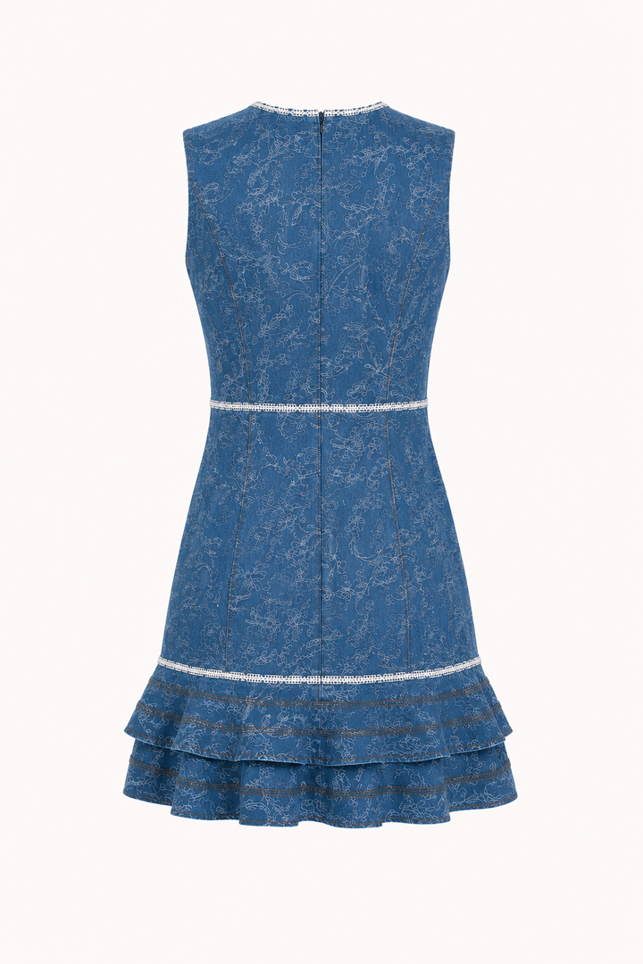 Robe imprimée sans manches en denim court pour femmes - Gerlind