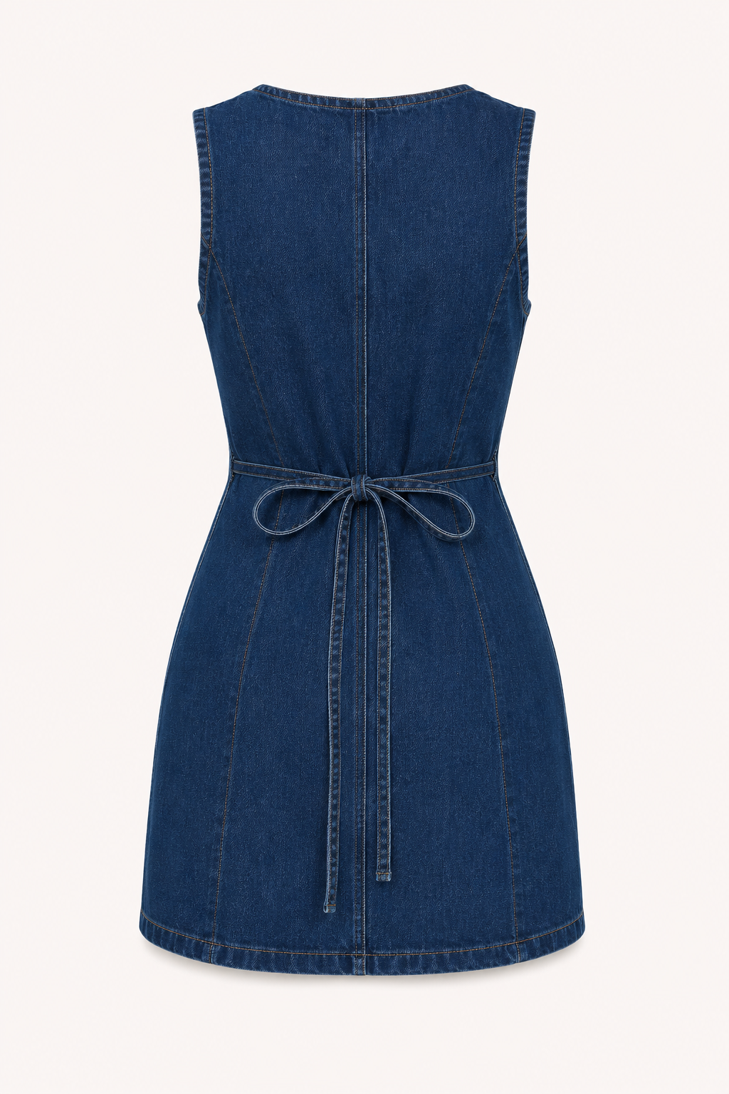 Robe courte en denim avec boutons en V pour femme - Ilse