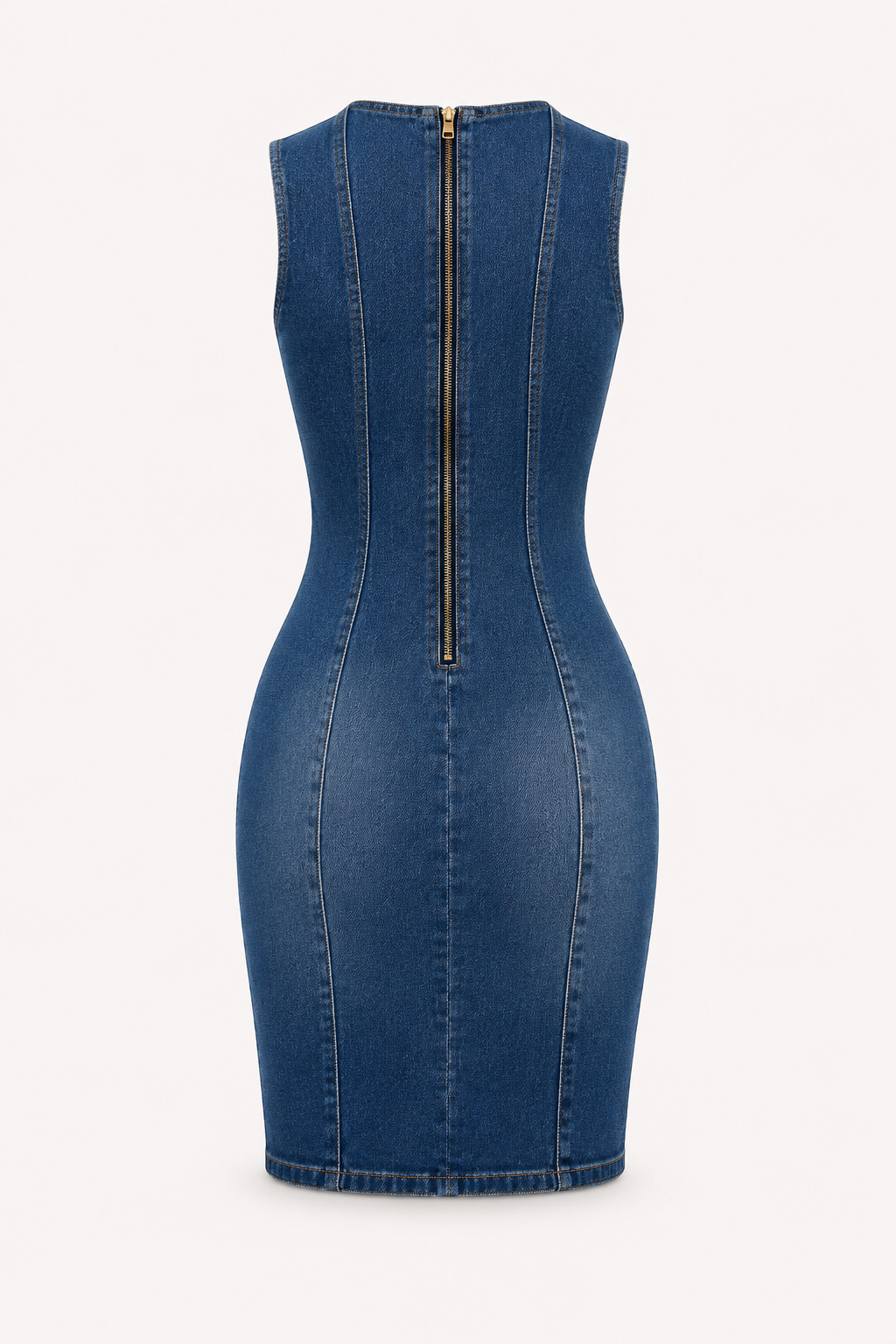 Robe courte en denim à détails métalliques pour femme - Karol