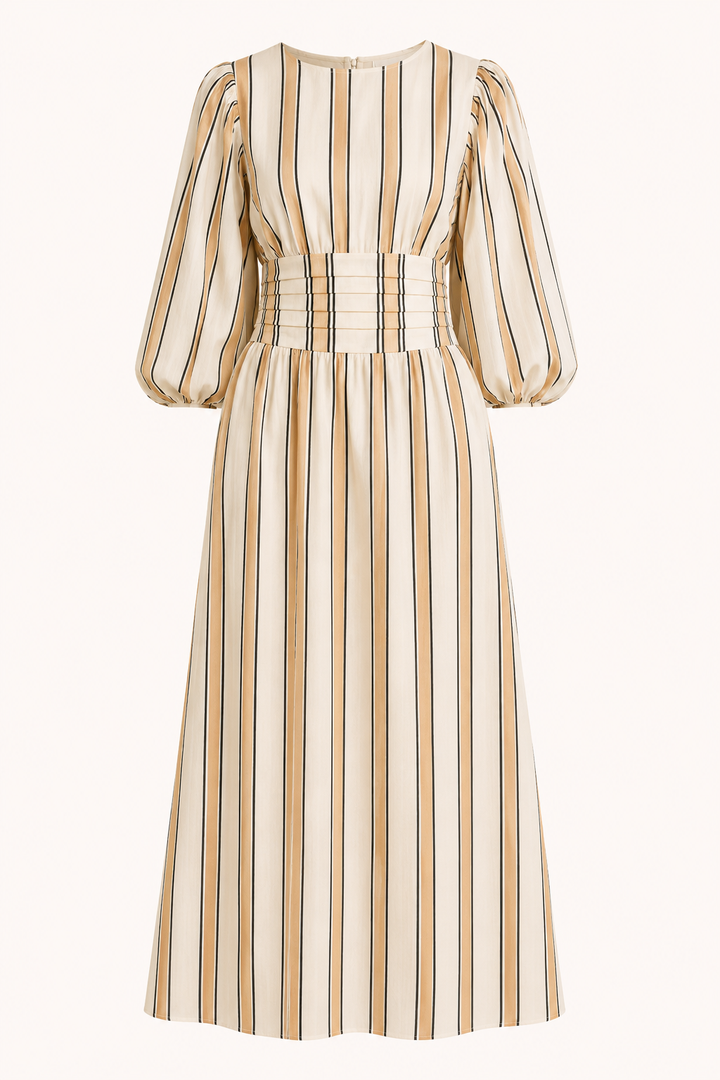 Robe longue rayée à manches bouffantes - Larissa