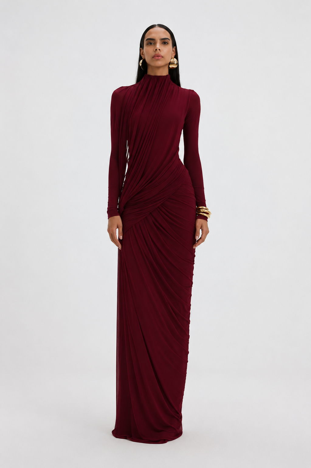 Robe longue à manches longues robe d'invitée de mariage élégante - Gisela