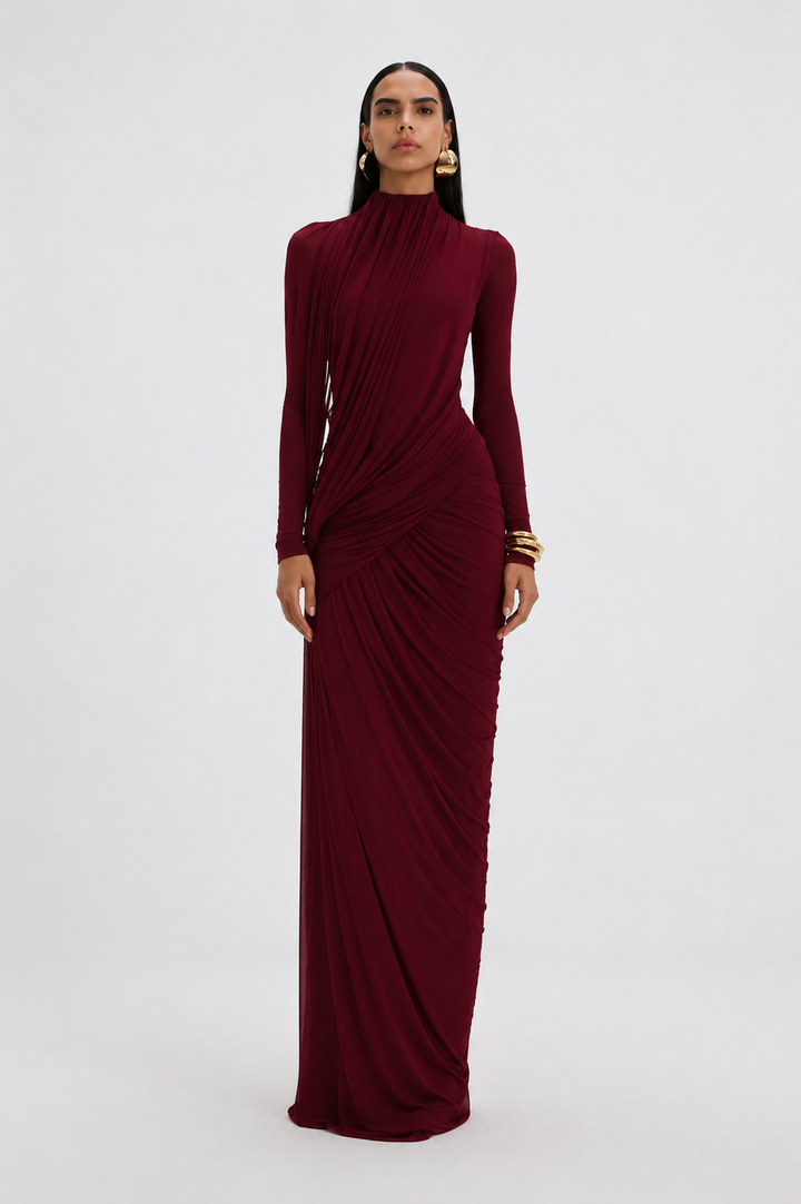 Robe longue à manches longues robe d'invitée de mariage élégante - Gisela