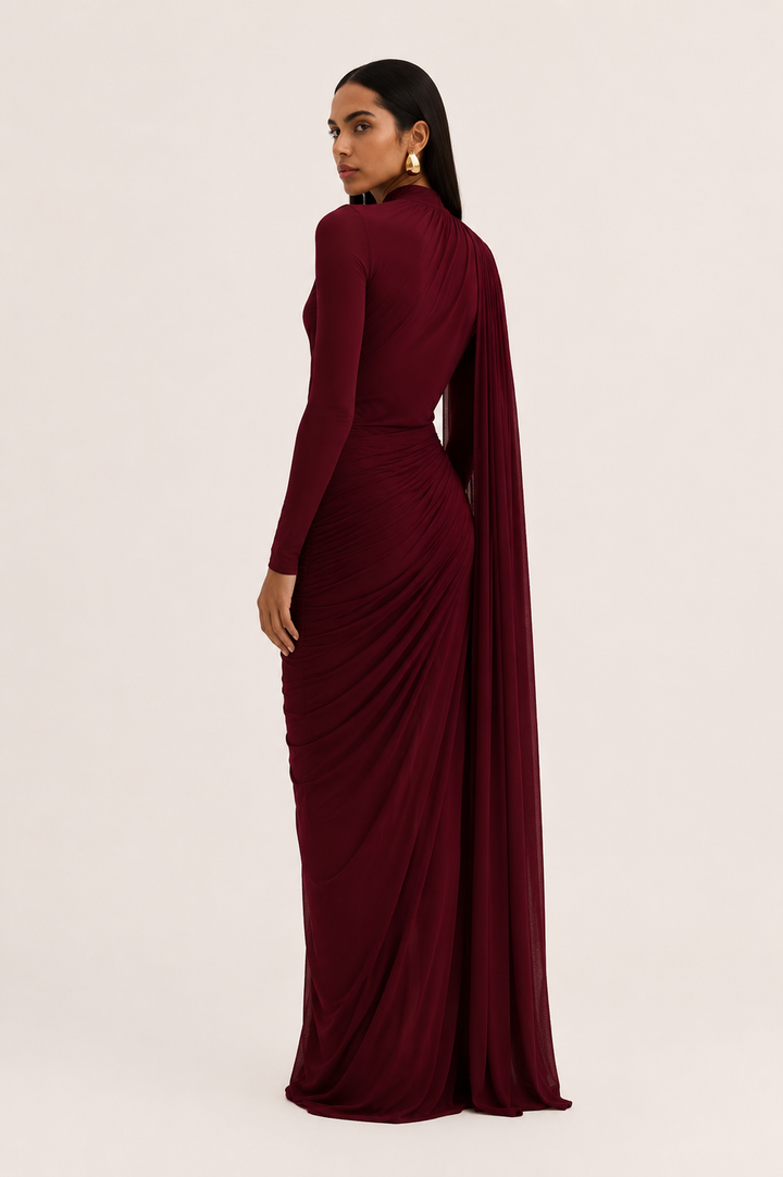 Robe longue à manches longues robe d'invitée de mariage élégante - Gisela