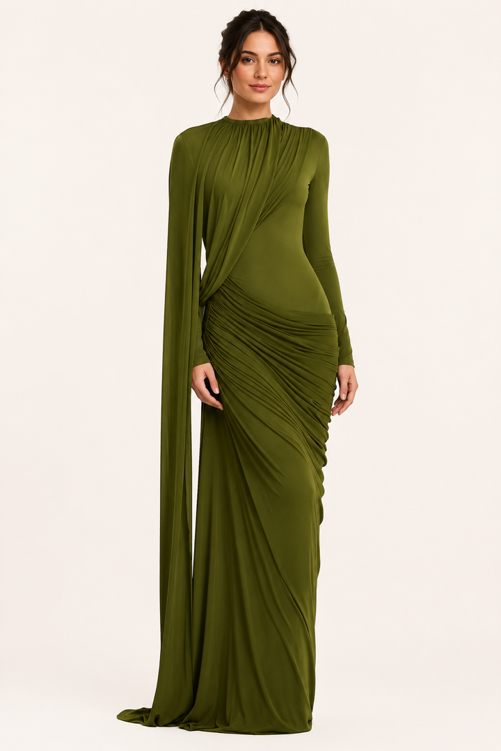 Robe longue à manches longues robe d'invitée de mariage élégante - Gisela