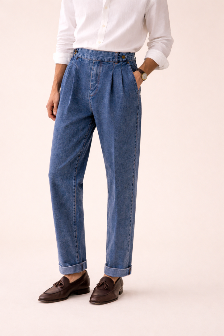 Pantalon en denim stylé à coupe haute pour hommes - James