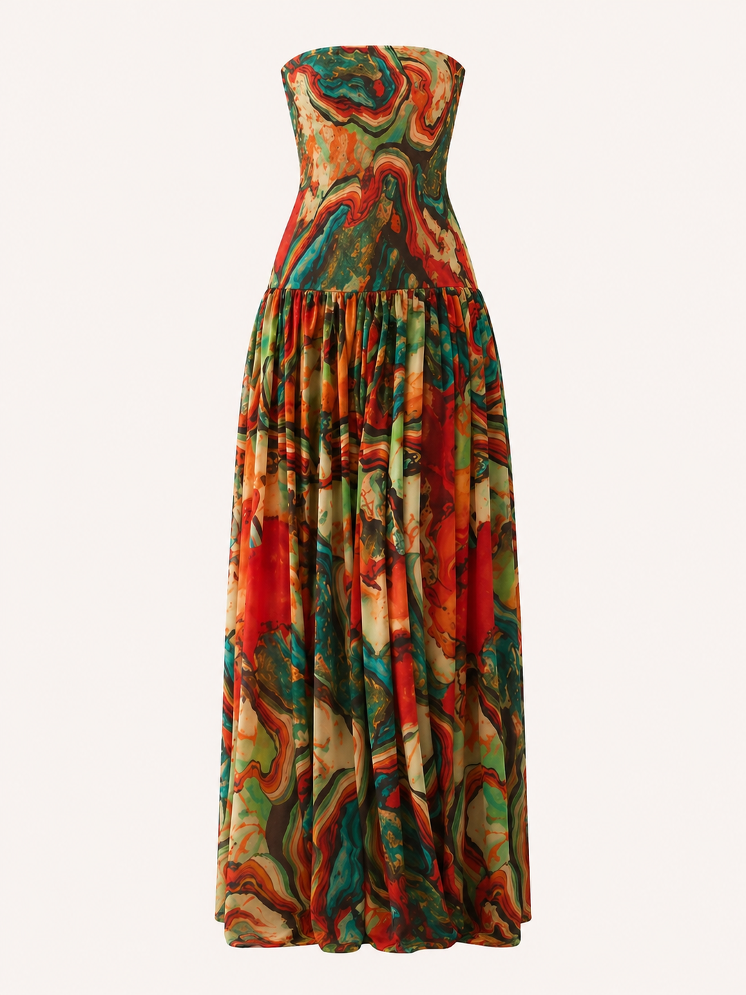 Robe longue femme imprimée sans bretelles - Hellen