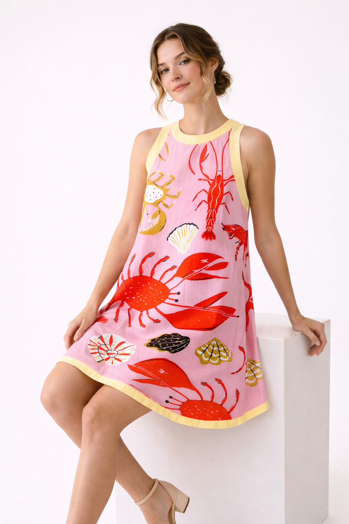 Mini robe pour femme avec imprimé marine vibrant - Coral